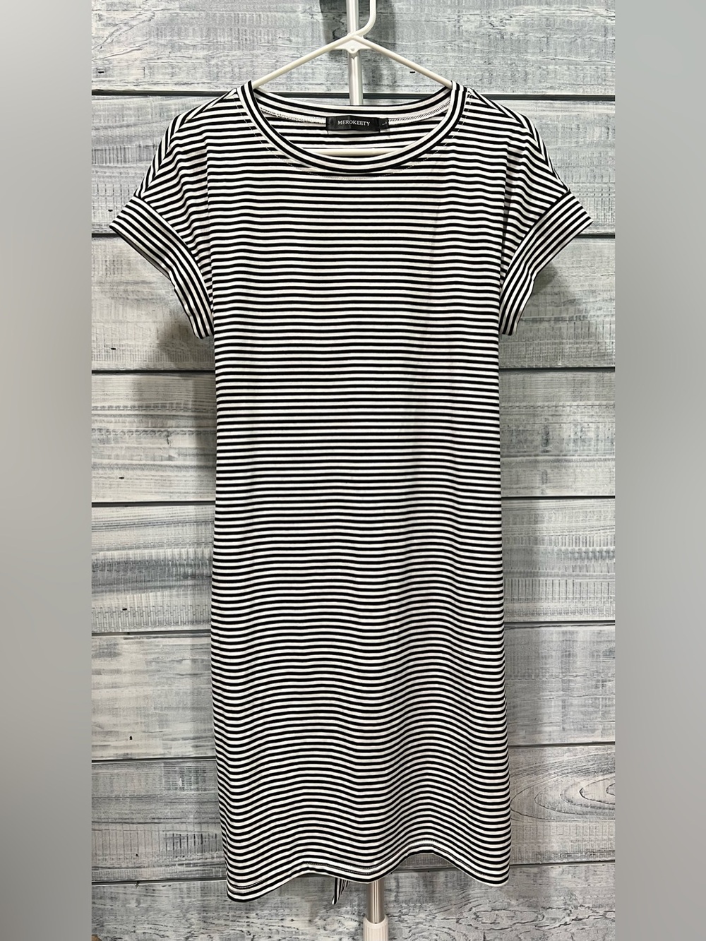Striped Black & White Midi Dress by Merokeety